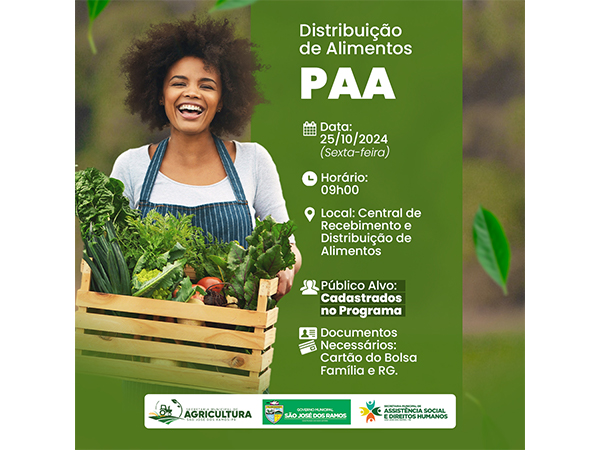 Entregas de alimentos do PAA (Programa de Aquisição de Alimentos)