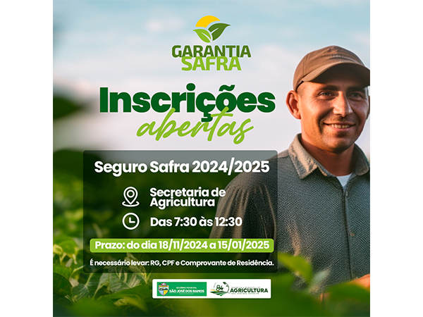 Programa Garantia-Safra está com inscrições abertas para ano agrícola 2024/2025